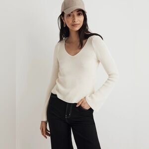 Madewell Sweater Cream Flare Sleeve Cotton Blend Size Large